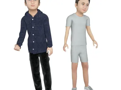 Boy real cloth simulation conversation loop animation 4 3D model