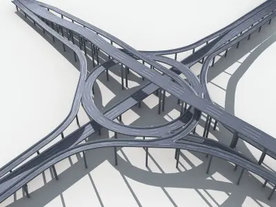 Highway Road Viaduct Flyover 05 3D model
