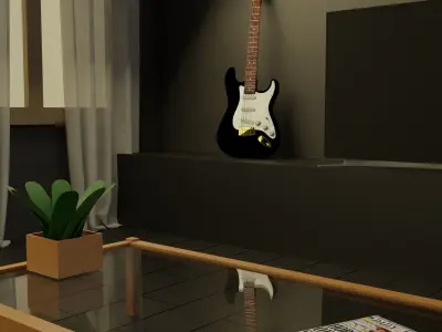 A modern room Low-poly 3D model