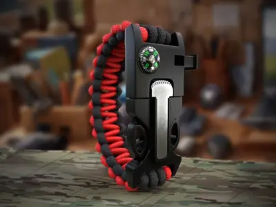 paracord bracelet MULTI Colors Low-poly 3D model