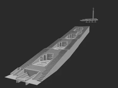 3D low poly model real size Yerevan Cascade Low-poly 3D model