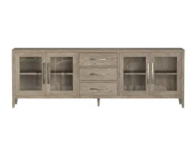 FRENCH CONTEMPORARY GLASS 4-DOOR SIDEBOARD WITH DRAWERS 3D model