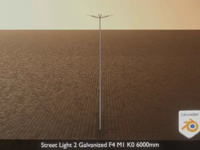 Street Light 2 Galvanized F4 M1 K0 6000 mm Low-poly 3D model