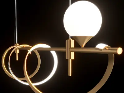 COURT three gold pendant lights hanging from ceiling 3D model