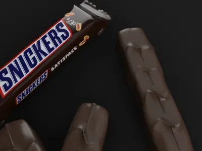 Snickers chocolate with nuts 3D model 3D model
