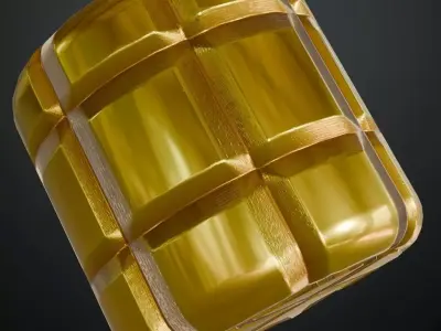 Golden Squares Metal Corrugated PBR Seamless Texture