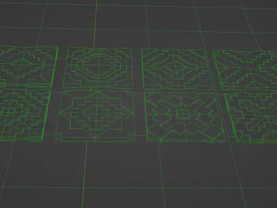 wooden seam quad decor panels Low-poly 3D model