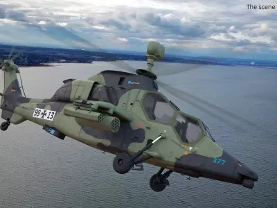  Military Attack Helicopter Eurocopter Tiger EC665 Rigged for Cinema 4D 