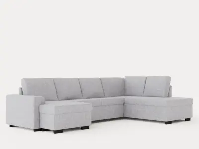 Link U Sofa Large With Divan Left Light Gray Low-poly 3D model