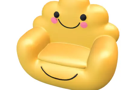 Beanbag  smile cloud Pack Low-poly 3D model