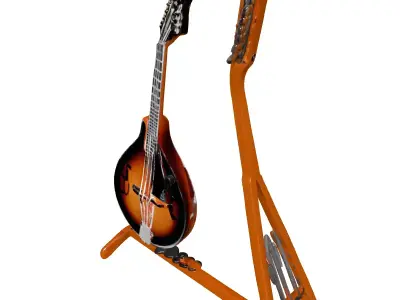Mandolin Musical Instrument with Stand Low-poly 3D model