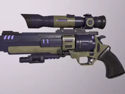 Sci Fi Revolver Low-poly 3D model