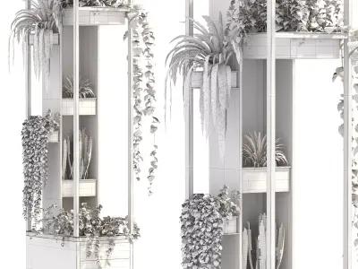 Metal and Wood Plant Stand 3D model