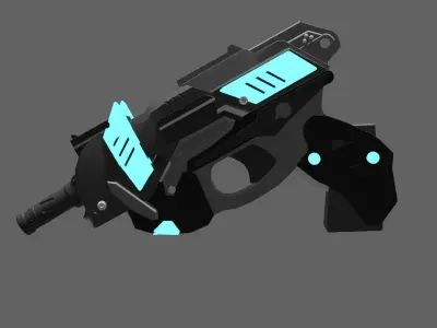 Pistol gun with lights 3D print model