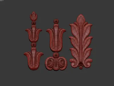 Carved decor vertical 3D model 3D model