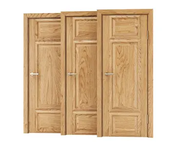 Wooden Door Set V8  3D model