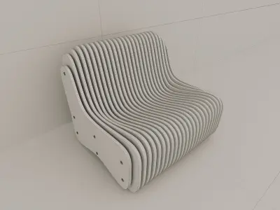 Chair 3d Model wooden with slats 3D model