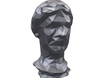 Low Poly Style Head Sculpture v1 001 Low-poly 3D model