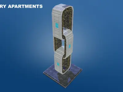 Low Poly Sci-Fi Building 8 - Hospital - Pixel City 3D Asset Pack Low-poly 3D model