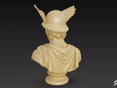 Greek God Hermes Bust Low-poly 3D model