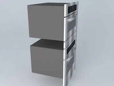 Oven stainless steel with two drawers 3D model