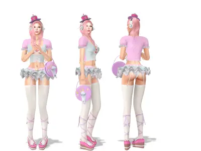 Anime Manga Girl Outfit Low-poly 3D model