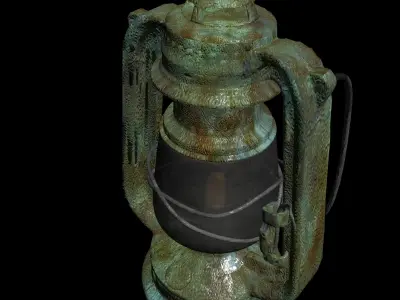 OIL GLASS LAMP RETRO VINTAGE OLD ANTIQUE 3D model