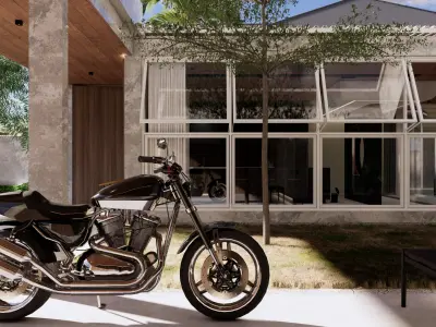 Modern Tropical Brutalism House 3D Scene for Visualization Low-poly 3D model