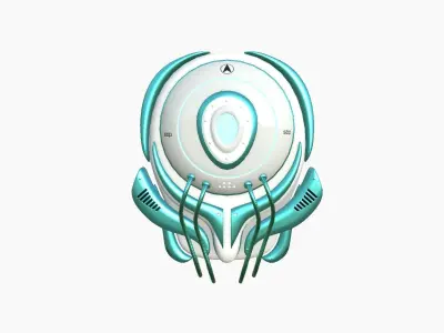 SciFi Backpack D04 White Blue - Fashion Character Design Low-poly 3D model