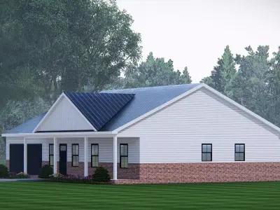 Modern Barndominium House 3D Model with Rustic Metal Siding 3D model