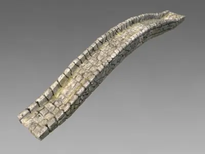 Low poly detailed stone bridge Low-poly 3D model