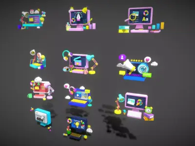 3D Button Collections5 Low-poly 3D model