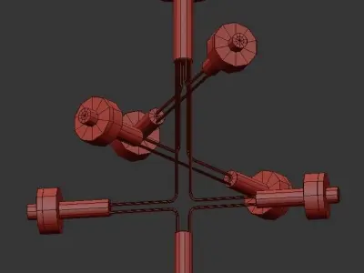 AMARILIS modern brass chandelier with four lights 3D model