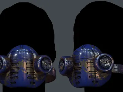 Gas mask helmet 3d model scifi Low-poly  Low-poly 3D model