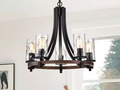 Davina Light Shaded Wagon Wheel Chandelier 3D model