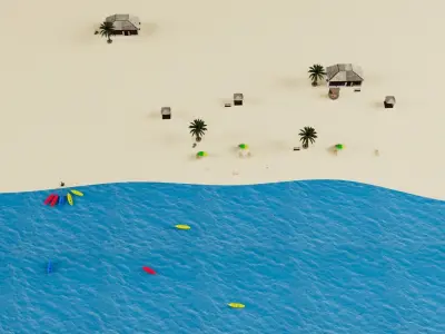 3D Beach house in desert 3D model