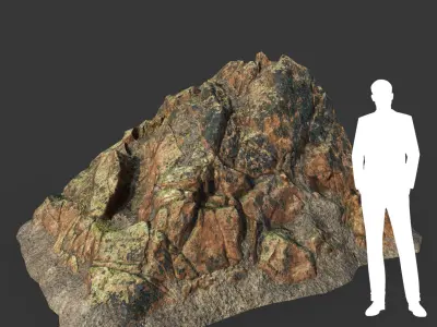 Low poly Brown Moss Rock A 210217 Low-poly 3D model