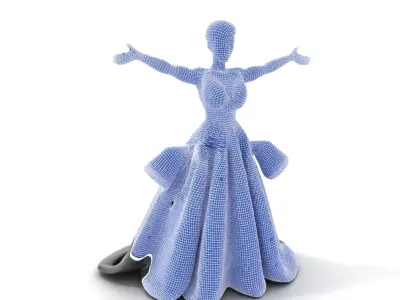 Elegant Evening Gown Character  Rigged and Animated Low-poly 3D model