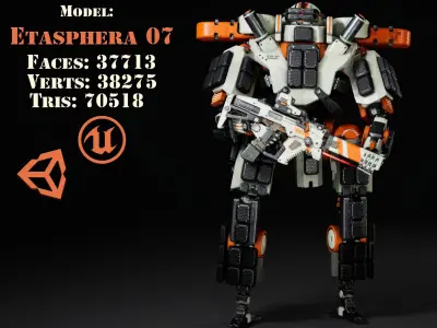 Etasphera07 sci-fi robot Low-poly 3D model