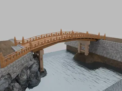Kamihahi bridge in Japan 3D model