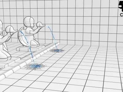 LUMION ANIMATED FOUNTAIN cherub figurine fountain 3D model