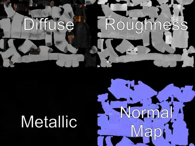 Outdoor Campfire Ring with Charred Logs Model Pack Low-poly 3D model