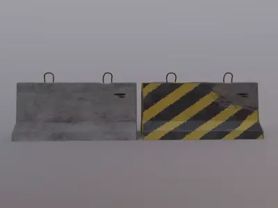 Concrete Road Block Barricade - Jersey Barrier Low-poly 3D model