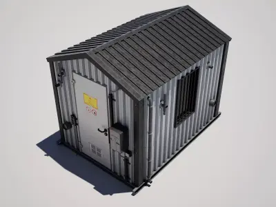  Small Industrial Cabin Building Low-poly 3D model