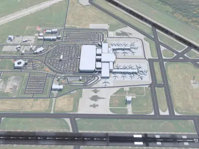 Syracuse Hancock Airport 10km Low-poly 3D model