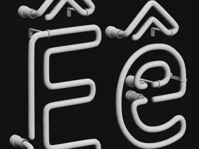 Neon Light Lamp 06 - Vietnamese Alphabet 3D model