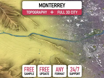 Monterrey - Topography Terrain 3D City 3D Model Pack