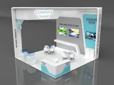 Booth Exhibition Stand Stall 6x6m Height 500 cm3 Side Open 3D model