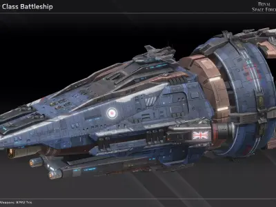 RSF Spaceship Victory Class Battleship Low-poly 3D model