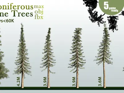 30 Coniferous Pine Trees VOL 01 Low-poly 3D model